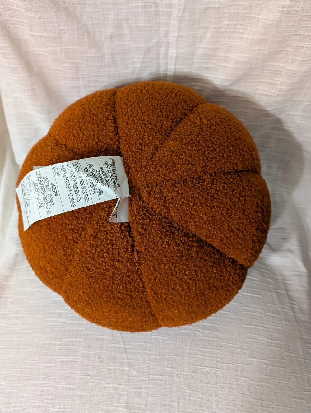Brentwood Originals Orange Pumpkin Shaped ‎ Throw Pillow 16in